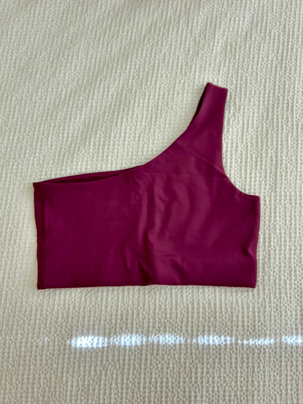 Girlfriend Collective Plum One Shoulder Sports Bra - Picture 2 of 3